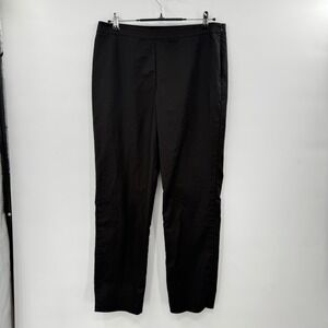 LAFAYETTE 148 NEW YORK Black Straight Leg Zipper Fly Ankle Slit Pants‎ Size 10